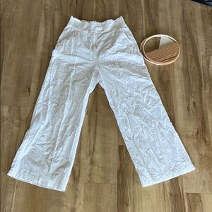 Casual White Wide-Leg Pants with High Waist